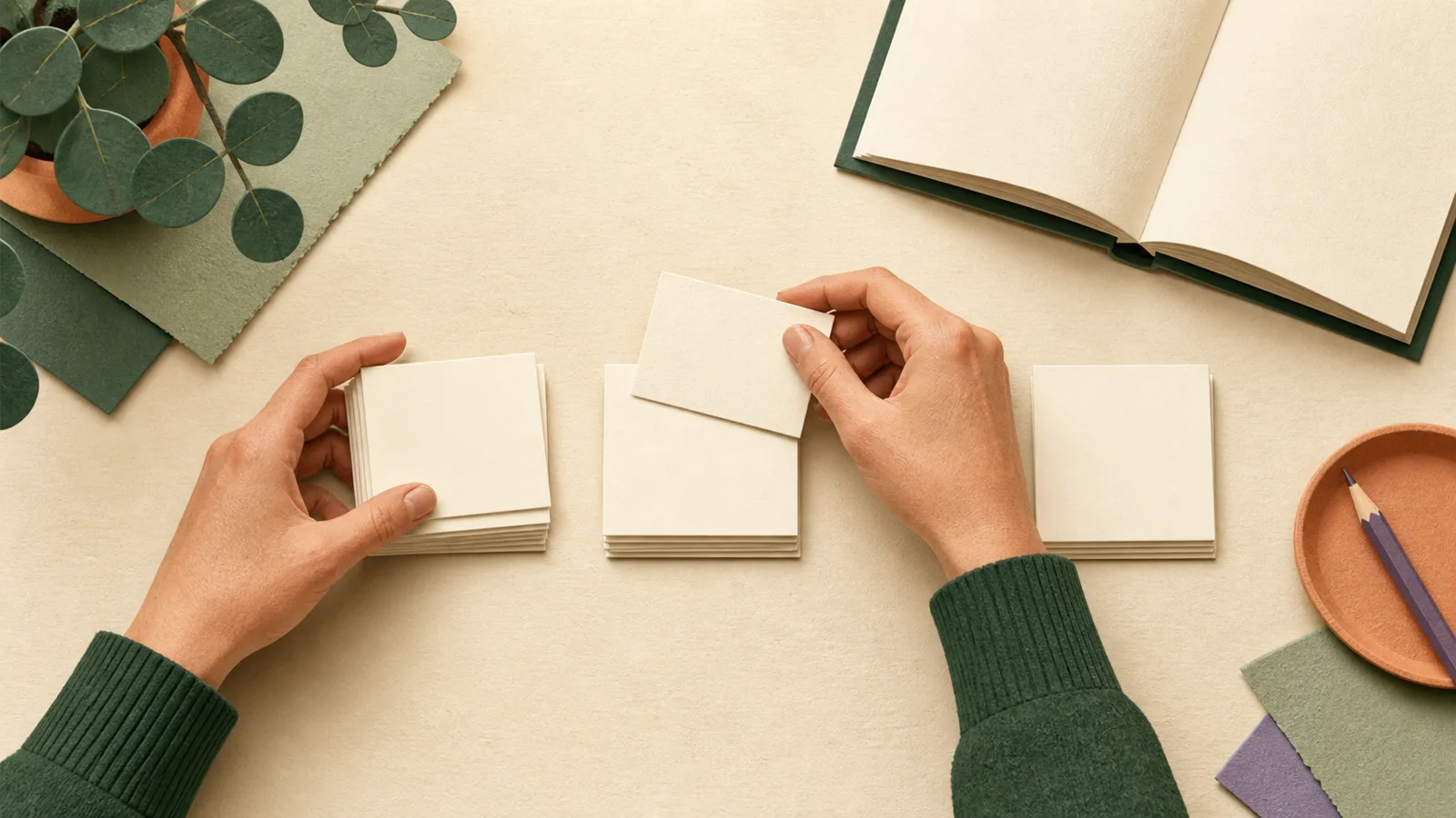 A small, carefully organized set of study flashcards